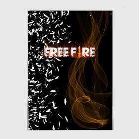 Постер с принтом FREE FIRE в Новосибирске, 100% бумага
 | бумага, плотность 150 мг. Матовая, но за счет высокого коэффициента гладкости имеет небольшой блеск и дает на свету блики, но в отличии от глянцевой бумаги не покрыта лаком | free fire | free fire pc | game | garena | mobile game | royale | trsffb | битва онлайн | гарена | игра | огонь | свободный огонь | фри фаер