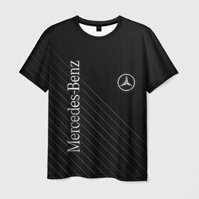 Мужская футболка 3D с принтом Mercedes в Новосибирске, 100% полиэфир | прямой крой, круглый вырез горловины, длина до линии бедер | amg | mercedes | авто | автомобиль | иномарка | логотип | машина | мерседес | текстура