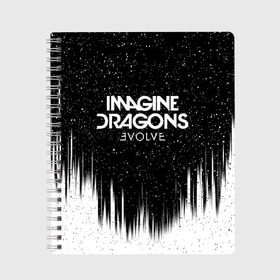 Тетрадь с принтом IMAGINE DRAGONS в Новосибирске, 100% бумага | 48 листов, плотность листов — 60 г/м2, плотность картонной обложки — 250 г/м2. Листы скреплены сбоку удобной пружинной спиралью. Уголки страниц и обложки скругленные. Цвет линий — светло-серый
 | evolve | id | imagine dragons | драконы | ид