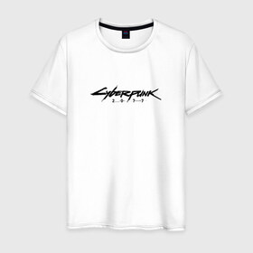 Мужская футболка хлопок с принтом CYBERPUNK 2077 в Новосибирске, 100% хлопок | прямой крой, круглый вырез горловины, длина до линии бедер, слегка спущенное плечо. | cyberpunk | cyberpunk 2077 | samurai | киберпанк