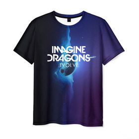Мужская футболка 3D с принтом IMAGINE DRAGONS в Новосибирске, 100% полиэфир | прямой крой, круглый вырез горловины, длина до линии бедер | Тематика изображения на принте: evolve | id | imagine dragons | драконы | ид