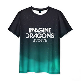 Мужская футболка 3D с принтом IMAGINE DRAGONS в Новосибирске, 100% полиэфир | прямой крой, круглый вырез горловины, длина до линии бедер | evolve | id | imagine dragons | драконы | ид