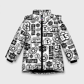 Зимняя куртка для девочек 3D с принтом BRAWL STARS LOGOBOMBING в Новосибирске, ткань верха — 100% полиэстер; подклад — 100% полиэстер, утеплитель — 100% полиэстер. | длина ниже бедра, удлиненная спинка, воротник стойка и отстегивающийся капюшон. Есть боковые карманы с листочкой на кнопках, утяжки по низу изделия и внутренний карман на молнии. 

Предусмотрены светоотражающий принт на спинке, радужный светоотражающий элемент на пуллере молнии и на резинке для утяжки. | android | brawl stars | colt | crow | games | leon | penny | poco. | shelly | spike | wanted | брав | бравл старс | звезды | игры | мобильные игры | старс