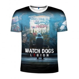 Мужская футболка 3D спортивная с принтом WATCH DOGS LEGION в Новосибирске, 100% полиэстер с улучшенными характеристиками | приталенный силуэт, круглая горловина, широкие плечи, сужается к линии бедра | ded sec | fox | hacker | legion | watch dogs | watch dogs 2 | watch dogs legion | легион | хакер