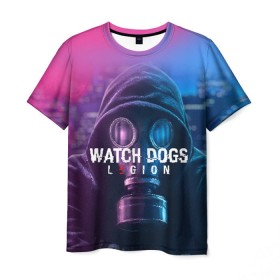 Мужская футболка 3D с принтом WATCH DOGS LEGION в Новосибирске, 100% полиэфир | прямой крой, круглый вырез горловины, длина до линии бедер | Тематика изображения на принте: ded sec | fox | hacker | legion | watch dogs | watch dogs 2 | watch dogs legion | легион | хакер