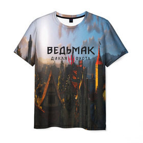 Мужская футболка 3D с принтом ВЕДЬМАК:ДИКАЯ ОХОТА в Новосибирске, 100% полиэфир | прямой крой, круглый вырез горловины, длина до линии бедер | 