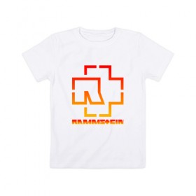 Детская футболка хлопок с принтом RAMMSTEIN (НА СПИНЕ) в Новосибирске, 100% хлопок | круглый вырез горловины, полуприлегающий силуэт, длина до линии бедер | rammstein | рамштайн