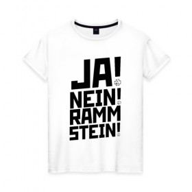 Женская футболка хлопок с принтом RAMMSTEIN (НА СПИНЕ) в Новосибирске, 100% хлопок | прямой крой, круглый вырез горловины, длина до линии бедер, слегка спущенное плечо | rammstein | рамштайн