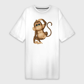 Платье-футболка хлопок с принтом Обезьяна Чи чи чи в Новосибирске,  |  | веселая обезьяна | веселые животные | забавный мишка | медведь | мишка | обезьяна | смешные животные