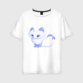 Женская футболка хлопок Oversize с принтом Песец в Новосибирске, 100% хлопок | свободный крой, круглый ворот, спущенный рукав, длина до линии бедер
 | веселая лисица | веселые животные | забавная лиса | лиса | лисица | смешные животные