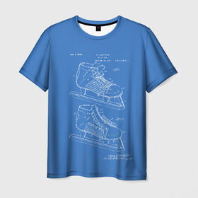 Мужская футболка 3D с принтом Patent - hocey в Новосибирске, 100% полиэфир | прямой крой, круглый вырез горловины, длина до линии бедер | patent | зима | игра | идея | история | коньки | лёд | патент | разработка | сибирь | спорт | хокей | хоккей | чертеж | чертежи