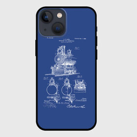 Чехол для iPhone 13 mini с принтом Locomotives в Новосибирске,  |  | patent | дорога | жд | железная | идея | история | локомотив | паровоз | патент | поезд | поезда | путешествие | путь | разработка | чертеж | чертежи