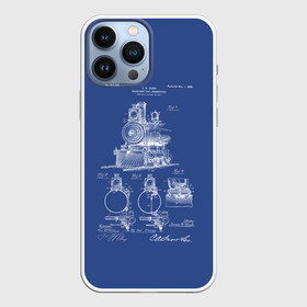 Чехол для iPhone 13 Pro Max с принтом Locomotives в Новосибирске,  |  | Тематика изображения на принте: patent | дорога | жд | железная | идея | история | локомотив | паровоз | патент | поезд | поезда | путешествие | путь | разработка | чертеж | чертежи