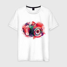 Мужская футболка хлопок с принтом Фотограф в Новосибирске, 100% хлопок | прямой крой, круглый вырез горловины, длина до линии бедер, слегка спущенное плечо. | абстракции | брызги | волна цветов | два цвета | дизайн | карандаш | краски | крутой дизайн | мода | необычный дизайн | нити | облако цвета | пятна | радуга | смесь цветов | стиль | танцы | фотоаппарт