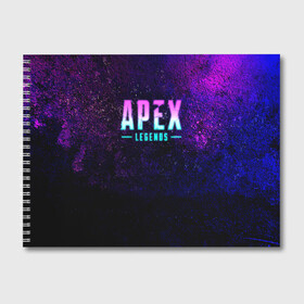 Альбом для рисования с принтом Apex Legends Neon logo в Новосибирске, 100% бумага
 | матовая бумага, плотность 200 мг. | Тематика изображения на принте: apex | apex legends | bangalor | bloodhound | caustic | crypto | gibraltar | legends | lifeline | logo | mirage | neon | pathfinder | titanfall | watson | wraith | апекс | неон