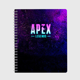 Тетрадь с принтом Apex Legends Neon logo в Новосибирске, 100% бумага | 48 листов, плотность листов — 60 г/м2, плотность картонной обложки — 250 г/м2. Листы скреплены сбоку удобной пружинной спиралью. Уголки страниц и обложки скругленные. Цвет линий — светло-серый
 | Тематика изображения на принте: apex | apex legends | bangalor | bloodhound | caustic | crypto | gibraltar | legends | lifeline | logo | mirage | neon | pathfinder | titanfall | watson | wraith | апекс | неон