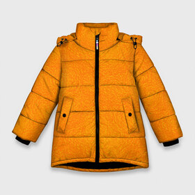 Зимняя куртка для девочек 3D с принтом Апельсин в Новосибирске, ткань верха — 100% полиэстер; подклад — 100% полиэстер, утеплитель — 100% полиэстер. | длина ниже бедра, удлиненная спинка, воротник стойка и отстегивающийся капюшон. Есть боковые карманы с листочкой на кнопках, утяжки по низу изделия и внутренний карман на молнии. 

Предусмотрены светоотражающий принт на спинке, радужный светоотражающий элемент на пуллере молнии и на резинке для утяжки. | fruit | orange | texture | апельсин | еда | кожура | кожура фруктов | текстура | фрукт | фрукты | ягода | ягоды