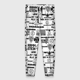 Женские брюки 3D с принтом RAMMSTEIN в Новосибирске, полиэстер 100% | прямой крой, два кармана без застежек по бокам, с мягкой трикотажной резинкой на поясе и по низу штанин. В поясе для дополнительного комфорта — широкие завязки | Тематика изображения на принте: metallica | rammstein | rock | металл | музыка | раммштайн | рок