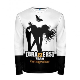 Мужской лонгслив 3D с принтом Casting-producer Brazzers team в Новосибирске, 100% полиэстер | длинные рукава, круглый вырез горловины, полуприлегающий силуэт | Тематика изображения на принте: adults | brazzers | butterflies | casting | girl | inscription | logo | movies | producer | silhouette | studio | team | бабочки | братья | девушка | кастинг | логотип | надпись | продюсер | силуэт | студия | фильмы