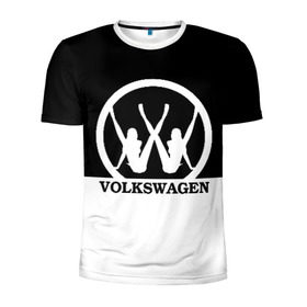 Мужская футболка 3D спортивная с принтом Volkswagen в Новосибирске, 100% полиэстер с улучшенными характеристиками | приталенный силуэт, круглая горловина, широкие плечи, сужается к линии бедра | brand | car | german | girls | logo | silhouette | volkswagen | автомобиль | девушки | логотип | марка | немецкий | силуэт