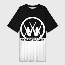 Платье-футболка 3D с принтом Volkswagen в Новосибирске,  |  | brand | car | german | girls | logo | silhouette | volkswagen | автомобиль | девушки | логотип | марка | немецкий | силуэт