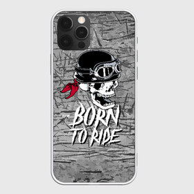 Чехол для iPhone 12 Pro Max с принтом Born to ride в Новосибирске, Силикон |  | bandana | grin | helmet | jaw | metal | skull | teeth | бандана | зубы | каска | металл | оскал | очки | череп