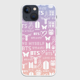 Чехол для iPhone 13 mini с принтом BTS LOGOBOMBING в Новосибирске,  |  | bts | bts boy | bts love | k pop | love yourself | айдол | битиэс. | бтс | ким тэ хен | фанфик бтс | чон чонгук