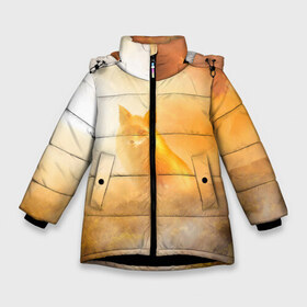 Зимняя куртка для девочек 3D с принтом Лисичка в тумане в Новосибирске, ткань верха — 100% полиэстер; подклад — 100% полиэстер, утеплитель — 100% полиэстер. | длина ниже бедра, удлиненная спинка, воротник стойка и отстегивающийся капюшон. Есть боковые карманы с листочкой на кнопках, утяжки по низу изделия и внутренний карман на молнии. 

Предусмотрены светоотражающий принт на спинке, радужный светоотражающий элемент на пуллере молнии и на резинке для утяжки. | animals | forest | fox | арт | животное | лес | лиса | лисичка | облака | рисунок | рыжая лиса | туман