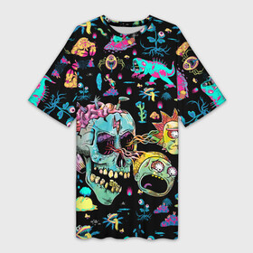 Платье-футболка 3D с принтом Monsters Rick and Morty в Новосибирске,  |  | c 137 | morty | morty smith | portal | rick | rick and morty | rick sanchez | sanchez | smith | морти | морти смит | портал | рик | рик и морти | рик санчез | санчез | смит