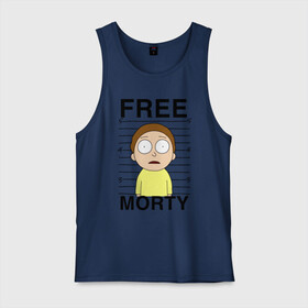 Мужская майка хлопок с принтом Free Morty в Новосибирске, 100% хлопок |  | Тематика изображения на принте: c 137 | morty | morty smith | portal | rick | rick and morty | rick sanchez | sanchez | smith | морти | морти смит | портал | рик | рик и морти | рик санчез | санчез | смит