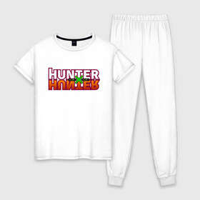Женская пижама хлопок с принтом Hunter x Hunter в Новосибирске, 100% хлопок | брюки и футболка прямого кроя, без карманов, на брюках мягкая резинка на поясе и по низу штанин | gone | hunter x hunter | hunterxhunter | killua | гон | хантер х хантер
