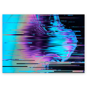 Поздравительная открытка с принтом Abstract glitch art в Новосибирске, 100% бумага | плотность бумаги 280 г/м2, матовая, на обратной стороне линовка и место для марки
 | abstract | art | digital | distortion | glitch | абстракция | арт | глитч | глюк | искажение | искусство | ошибка | цифровое