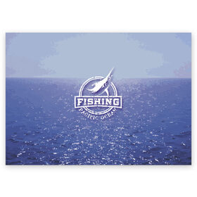 Поздравительная открытка с принтом Тихий океан в Новосибирске, 100% бумага | плотность бумаги 280 г/м2, матовая, на обратной стороне линовка и место для марки
 | Тематика изображения на принте: fish | fishing | marlin | pacific ocean | марлин | рыба | рыбалка | тихий океан