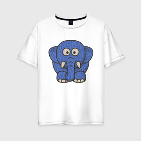 Женская футболка хлопок Oversize с принтом Голубой слоник в Новосибирске, 100% хлопок | свободный крой, круглый ворот, спущенный рукав, длина до линии бедер
 | животные | мамонт | маугли | персонаж | природа | слон | слоник
