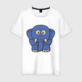 Мужская футболка хлопок с принтом Голубой слоник в Новосибирске, 100% хлопок | прямой крой, круглый вырез горловины, длина до линии бедер, слегка спущенное плечо. | животные | мамонт | маугли | персонаж | природа | слон | слоник