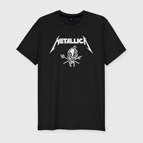 Мужская футболка премиум с принтом METALLICA в Новосибирске, 92% хлопок, 8% лайкра | приталенный силуэт, круглый вырез ворота, длина до линии бедра, короткий рукав | metallica | metallica logo | rock | метал группа | металл | металлика логотип | музыка | рок | трэш метал | хеви метал