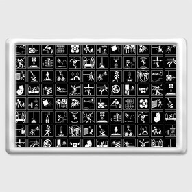 Магнит 45*70 с принтом Portal icons в Новосибирске, Пластик | Размер: 78*52 мм; Размер печати: 70*45 | half life | головоломка | иконки | пиктограммы | портал | телепорт