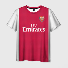 Мужская футболка 3D с принтом Arsenal home 19-20 в Новосибирске, 100% полиэфир | прямой крой, круглый вырез горловины, длина до линии бедер | arsenal | aubameyang | champions league | england | англия | арсенал | лига чемпионов | лондон | обамеянг | премьер лига