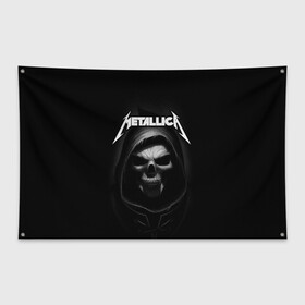 Флаг-баннер с принтом Metallica в Новосибирске, 100% полиэстер | размер 67 х 109 см, плотность ткани — 95 г/м2; по краям флага есть четыре люверса для крепления | metalica | metallica | группа | джеймс хэтфилд | кирк хэмметт | ларс ульрих | метал | металика | металлика | миталика | музыка | роберт трухильо | рок | трэш | трэшметал | хард | хеви