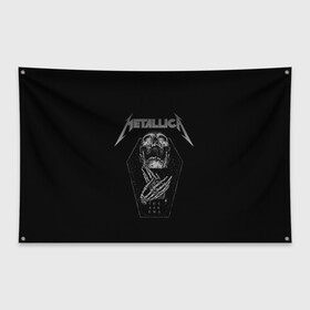 Флаг-баннер с принтом Metallica в Новосибирске, 100% полиэстер | размер 67 х 109 см, плотность ткани — 95 г/м2; по краям флага есть четыре люверса для крепления | metalica | metallica | группа | джеймс хэтфилд | кирк хэмметт | ларс ульрих | метал | металика | металлика | миталика | музыка | роберт трухильо | рок | трэш | трэшметал | хард | хеви