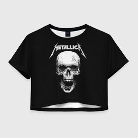 Женская футболка Cropp-top с принтом Metallica в Новосибирске, 100% полиэстер | круглая горловина, длина футболки до линии талии, рукава с отворотами | metalica | metallica | группа | джеймс хэтфилд | кирк хэмметт | ларс ульрих | метал | металика | металлика | миталика | музыка | роберт трухильо | рок | трэш | трэшметал | хард | хеви