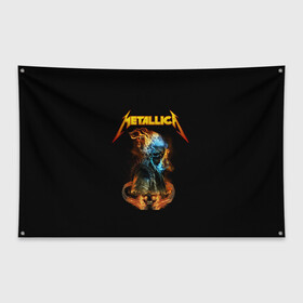 Флаг-баннер с принтом Metallica в Новосибирске, 100% полиэстер | размер 67 х 109 см, плотность ткани — 95 г/м2; по краям флага есть четыре люверса для крепления | metalica | metallica | группа | джеймс хэтфилд | кирк хэмметт | ларс ульрих | метал | металика | металлика | миталика | музыка | роберт трухильо | рок | трэш | трэшметал | хард | хеви