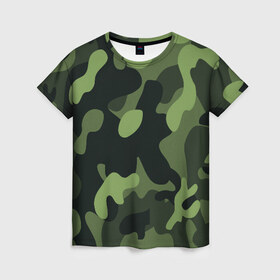 Женская футболка 3D с принтом Камуфляж в Новосибирске, 100% полиэфир ( синтетическое хлопкоподобное полотно) | прямой крой, круглый вырез горловины, длина до линии бедер | 23 февраля | black | camouflage | february 23 | khaki | military | soldier | военный | камуфляж | солдат | фиолетовый | хаки | черный