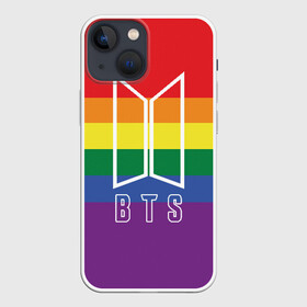 Чехол для iPhone 13 mini с принтом BTS в Новосибирске,  |  | bangtan boys | beyond the scene | boyband | boys | bts | chin | edm | emblem | hieroglyphs | hip hop | jimin | jj hope | k pop | logo | rainbow | rb | rm | shuga | south korean | бойбенд | ви | джей хоуп | иероглифы | логотип | мальчики | радуга | с