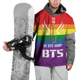 Накидка на куртку 3D с принтом BTS Army в Новосибирске, 100% полиэстер |  | army | bangtan boys | beyond the scene | boys | bts | chin | edm | emblem | fans | hieroglyphs | hip hop | jimin | k pop | logo | rainbow | rb | rm | south korean | армия | бойбенд | ви | джей хоуп | иероглифы | логотип | мальчики | радуга | сюга | 