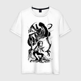 Мужская футболка хлопок с принтом Элен Рипли в Новосибирске, 100% хлопок | прямой крой, круглый вырез горловины, длина до линии бедер, слегка спущенное плечо. | alien | анимэ | ксеноморф | манга | рипли | чужие | чужой | эскиз