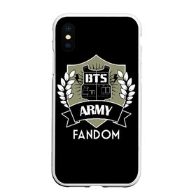 Чехол для iPhone XS Max матовый с принтом BTS Army Fandom в Новосибирске, Силикон | Область печати: задняя сторона чехла, без боковых панелей | army | bangtan boys | beyond the scene | boys | bts | chin | edm | emblem | fandom | fans | hieroglyphs | hip hop | jimin | k pop | logo | rainbow | rb | rm | south korean | армия | бойбенд | ви | джей хоуп | иероглифы | логотип | мальчики | радуга 