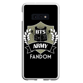 Чехол для Samsung S10E с принтом BTS Army Fandom в Новосибирске, Силикон | Область печати: задняя сторона чехла, без боковых панелей | army | bangtan boys | beyond the scene | boys | bts | chin | edm | emblem | fandom | fans | hieroglyphs | hip hop | jimin | k pop | logo | rainbow | rb | rm | south korean | армия | бойбенд | ви | джей хоуп | иероглифы | логотип | мальчики | радуга 