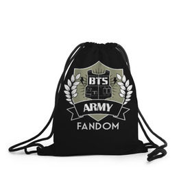 Рюкзак-мешок 3D с принтом BTS Army Fandom в Новосибирске, 100% полиэстер | плотность ткани — 200 г/м2, размер — 35 х 45 см; лямки — толстые шнурки, застежка на шнуровке, без карманов и подкладки | army | bangtan boys | beyond the scene | boys | bts | chin | edm | emblem | fandom | fans | hieroglyphs | hip hop | jimin | k pop | logo | rainbow | rb | rm | south korean | армия | бойбенд | ви | джей хоуп | иероглифы | логотип | мальчики | радуга 