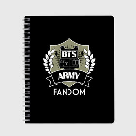 Тетрадь с принтом BTS Army Fandom в Новосибирске, 100% бумага | 48 листов, плотность листов — 60 г/м2, плотность картонной обложки — 250 г/м2. Листы скреплены сбоку удобной пружинной спиралью. Уголки страниц и обложки скругленные. Цвет линий — светло-серый
 | army | bangtan boys | beyond the scene | boys | bts | chin | edm | emblem | fandom | fans | hieroglyphs | hip hop | jimin | k pop | logo | rainbow | rb | rm | south korean | армия | бойбенд | ви | джей хоуп | иероглифы | логотип | мальчики | радуга 